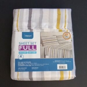 Interiors By Design Microfiber Full Size Sheet Set New Gold Stripe Multicolor